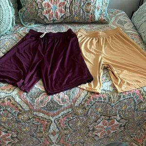 Men's Athletic Shorts Duo - Burgundy & Mustard